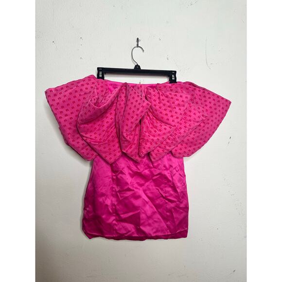 ROTATE Birger Christensen Pink Satin Strapless Side Zipper Mini Dress size US 4 - Picture 4 of 16